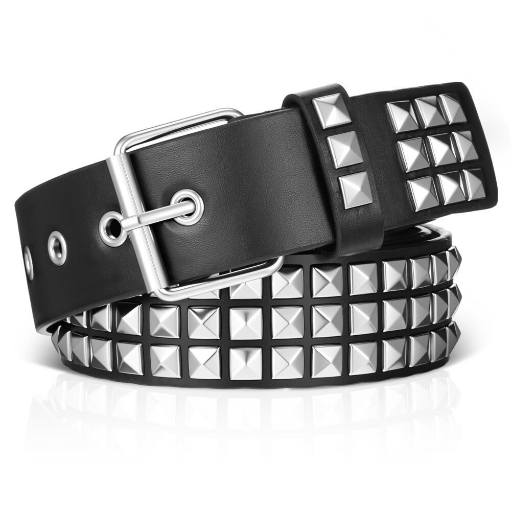 7773 Studded Belt Metal Punk Rock Rivet Y2k Goth For Women Men